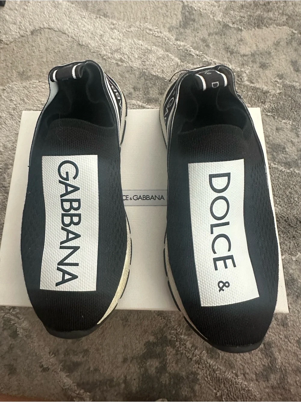 Dolce & Gabbana Black Slip-On Logo Sneakers